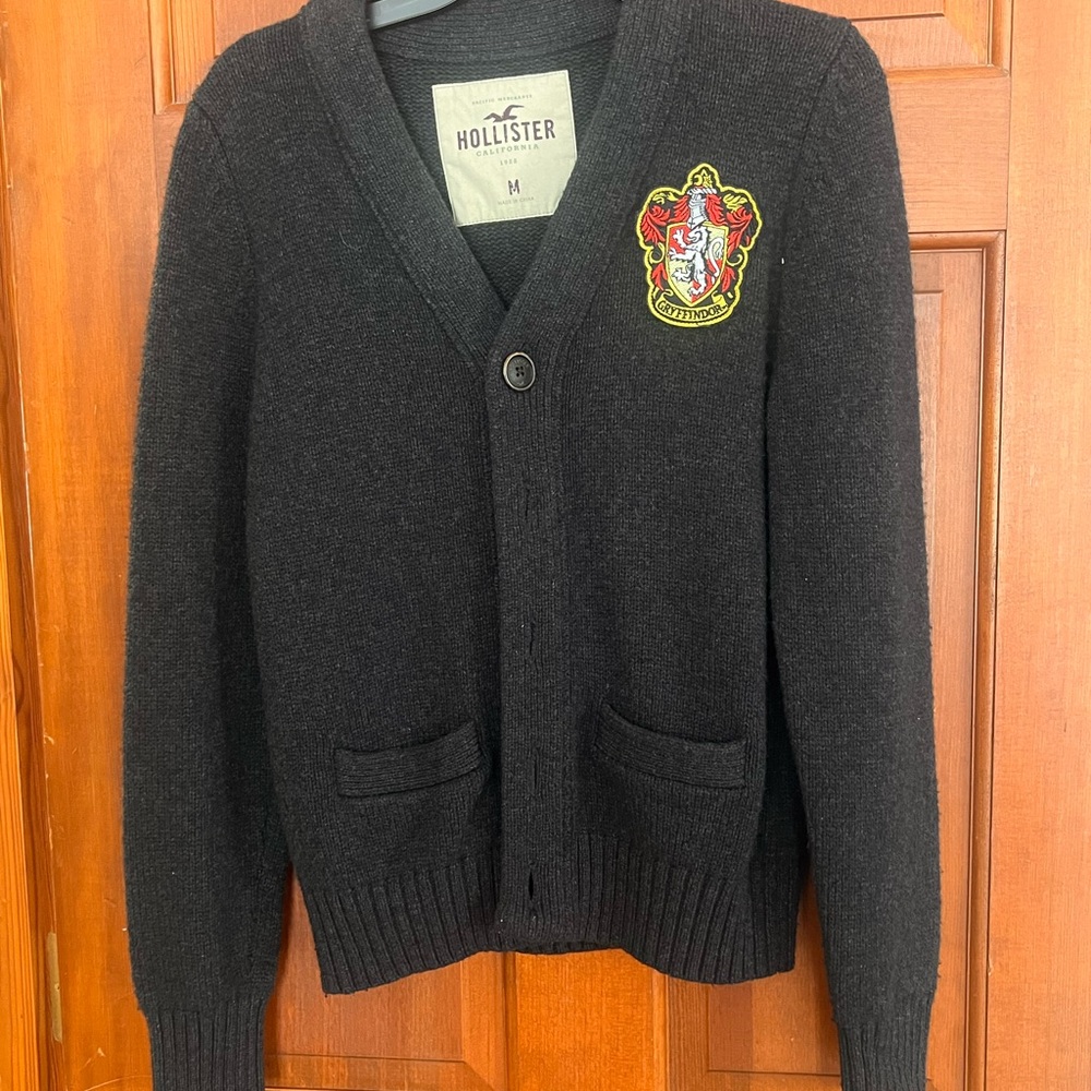 Hollister Black Cardigan Sweater with Gryffindor Crest
